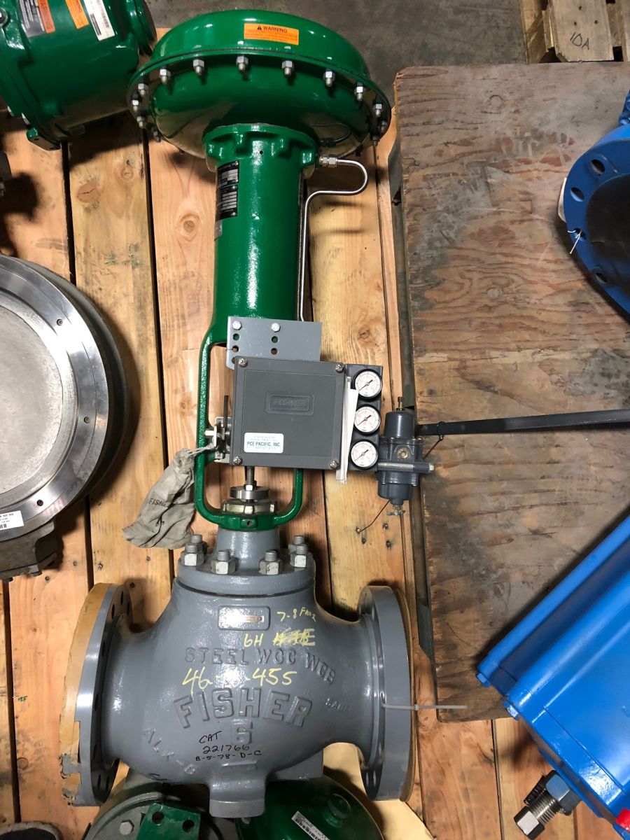 Fisher EWD Globe Valve 6x4in Class 300 w/ Actuator and Positioner